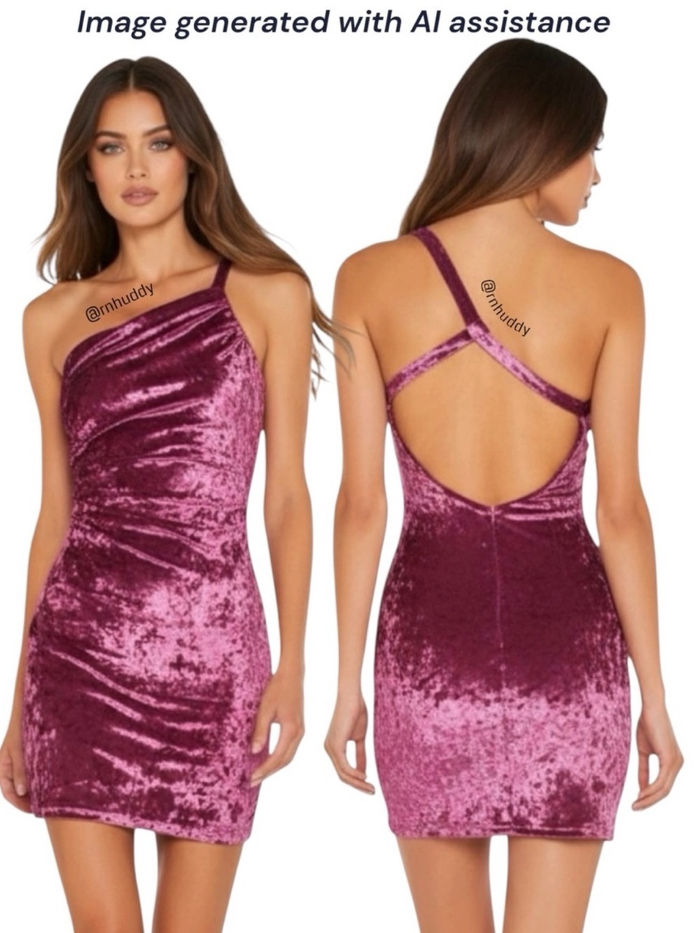 Superdown Pink Crushed Velvet One Shoulder Dress Size Medium